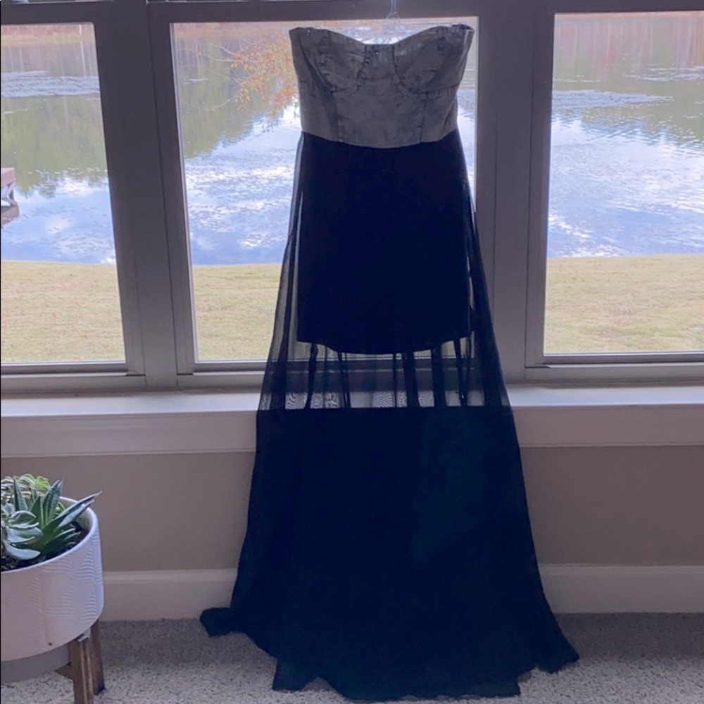 Strapless Long Sheer Flowy Jean Dress